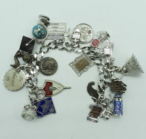 24 Sterling Vintage Charms on Bracelet