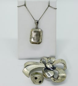 Antique Sterling Locket, Korea Ring & Pin