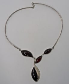 Large Amber Sterling Statement Necklace