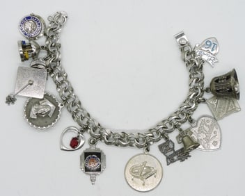 Sterling Late 1960's Charm Bracelet