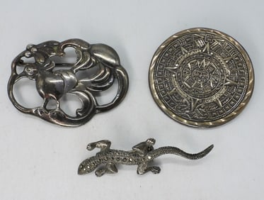 3 Sterling Brooches