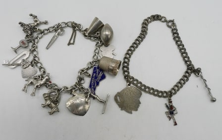Two Sterling Charm Bracelets