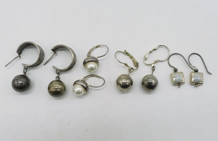4 Pair of Pierced Sterling Earrings