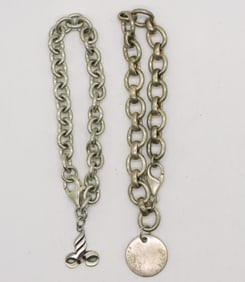 2 Sterling Charm Bracelets - 2 Charms