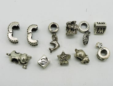 11 Sterling Charms - Pandora Style