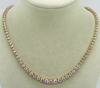 Sterling Gold Tone Pink CZ Necklace