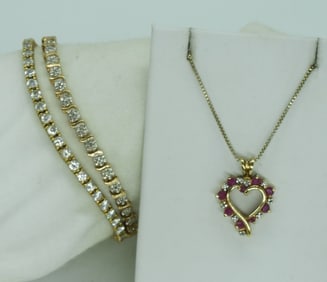 Gold Tone Sterling Bracelets & Necklace