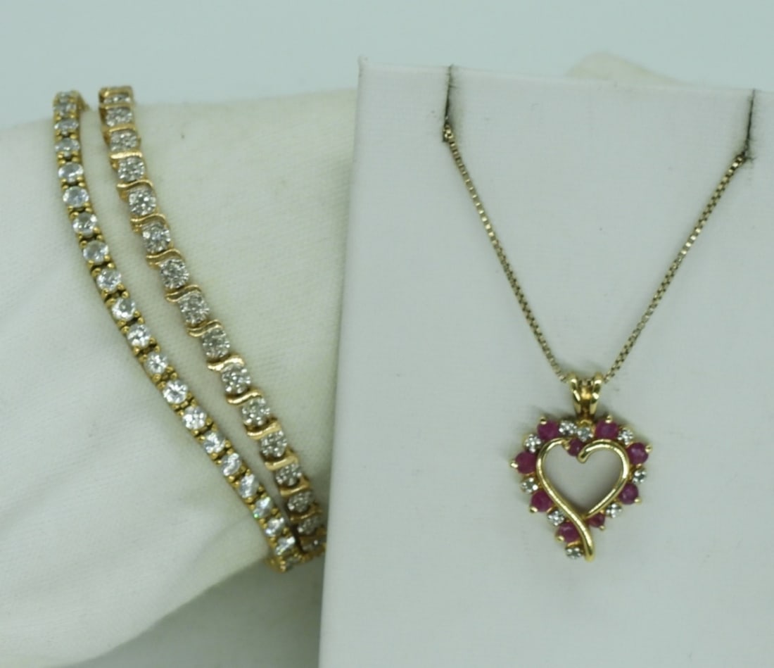 Gold Tone Sterling Bracelets & Necklace (1 of 1)