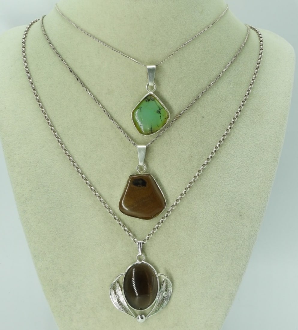 3 Natural Gemstone Sterling Necklaces (1 of 1)