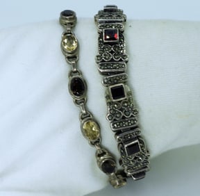 Garnet, Citrine, Smokey Quartz 925 Bracelets