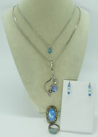 Opals, Moonstone & Blue Topaz 925 Jewelry
