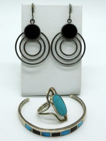 Turquoise & Black Onyx 925 Set