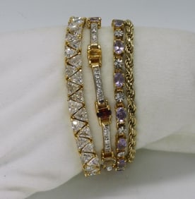 4 Gold Tone 925 Tennis Bracelets