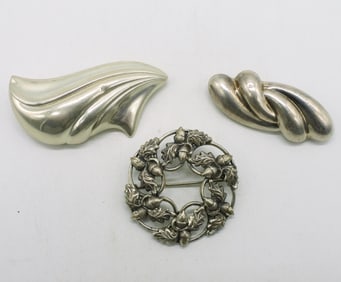 3 Vintage Sterling Brooches