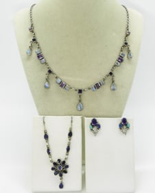 Moonstone & Amethyst 925 Necklaces