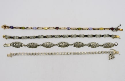 4 Sterling Gemstone Bracelets