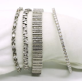 4 Simulated Diamond 925 Bracelets