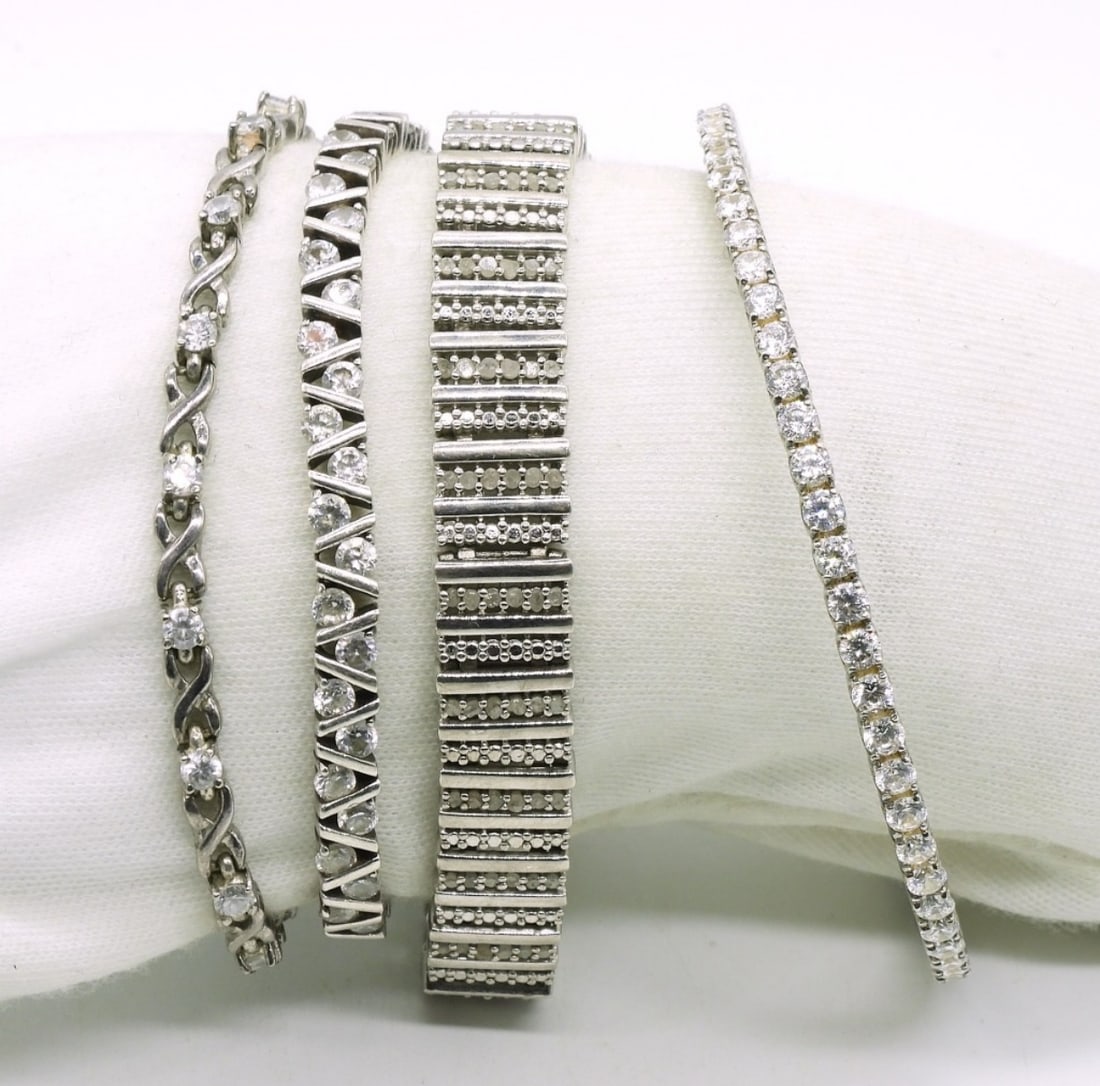 4 Simulated Diamond 925 Bracelets (1 of 1)