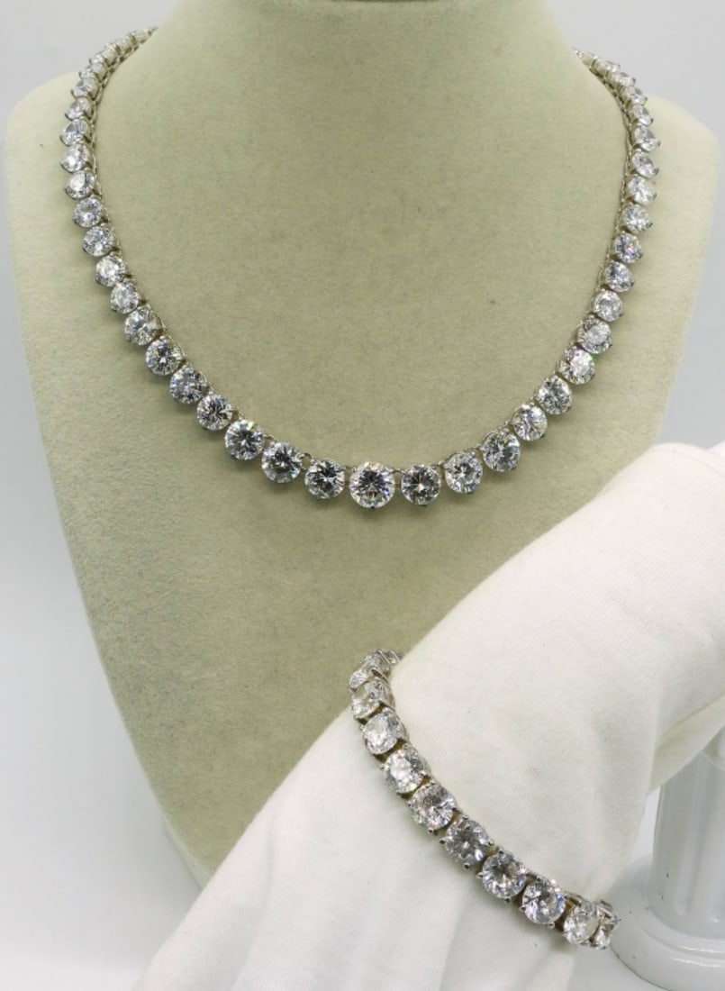 Large Simulated Diamond Necklace Bracelet (1 of 3)