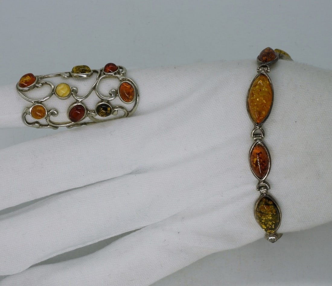 Amber Sterling Ring & Bracelet (1 of 2)