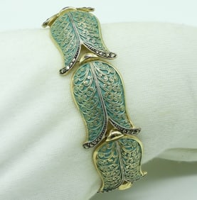 Gold Tone 925 Enameled Tulip Bracelet