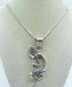 Large Kokopelli Liquid Sterling Necklace