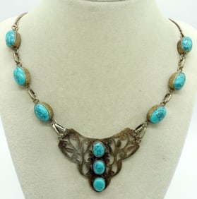 Vintage Sterling Turquoise Necklace