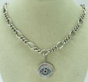 Hamsa - Evil Eye Pendant on Chunky Chain 925