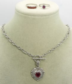 Ruby & Garnet 925 Rings & Necklace