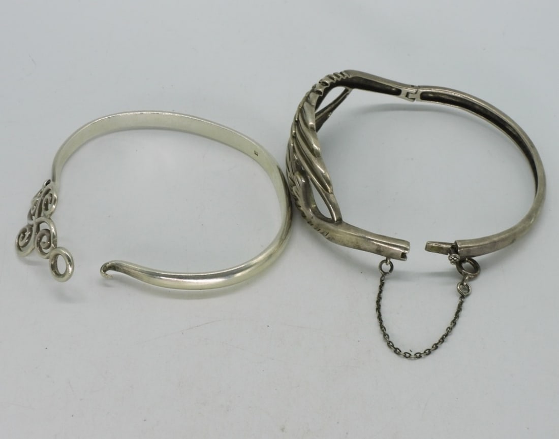 2 Sterling Bangle Bracelets - 2