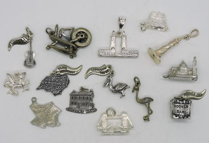14 Vintage Sterling Charms