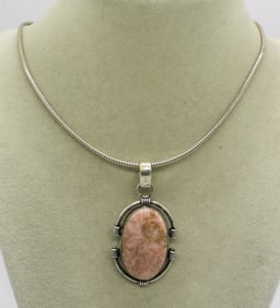 Rhodonite Gemstone 925 Necklace