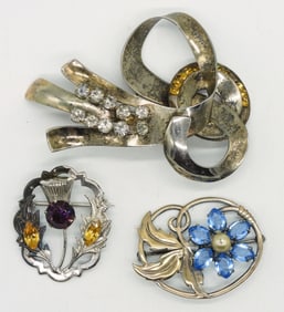 3 Vintage Sterling Brooches