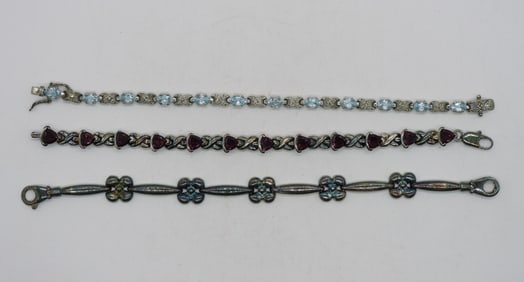 Blue Topaz & Garnet 925 Bracelets