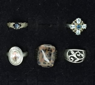 5 Sterling Fashion Gemstone Rings