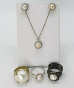 Sterling Pearl Rings & Set
