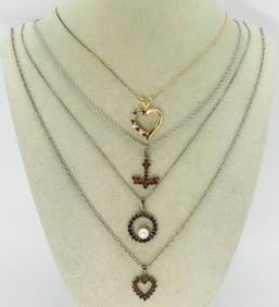 4 Sterling Necklaces with Garnet Gemstones