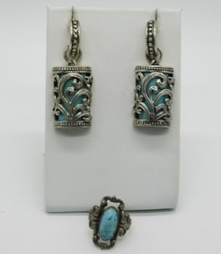 Turquoise Sterling Earrings & Ring