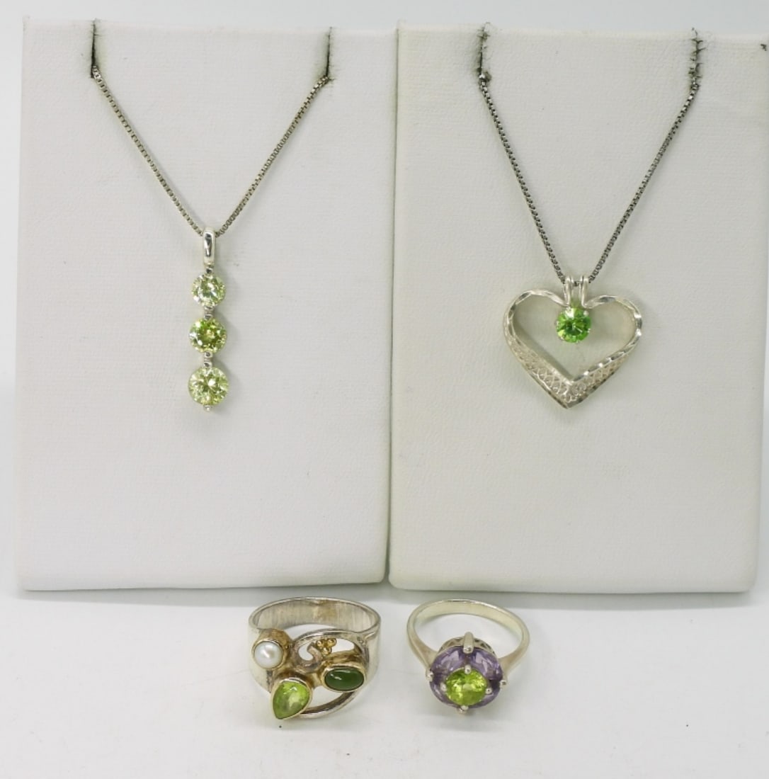 Peridot Sterling Necklaces & Rings (1 of 2)