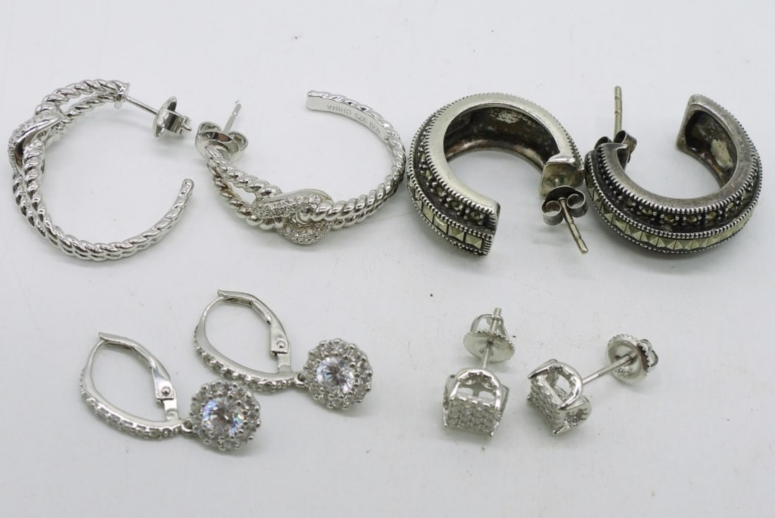 4 Pair Sterling Pierced Earrings (1 of 2)