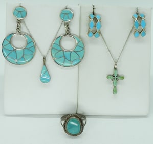 5 Pieces of Turquoise Sterling Jewelry