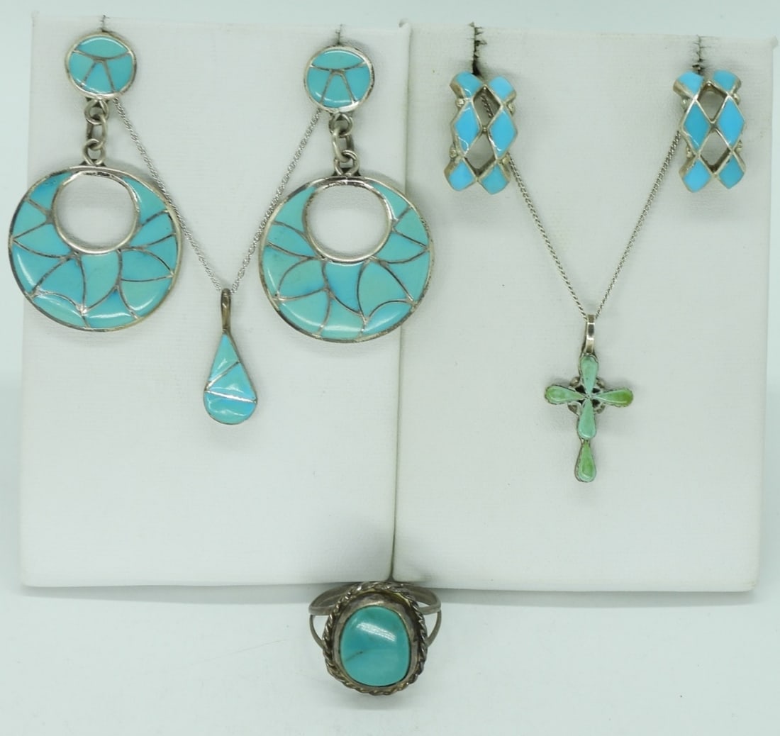 5 Pieces of Turquoise Sterling Jewelry (1 of 1)