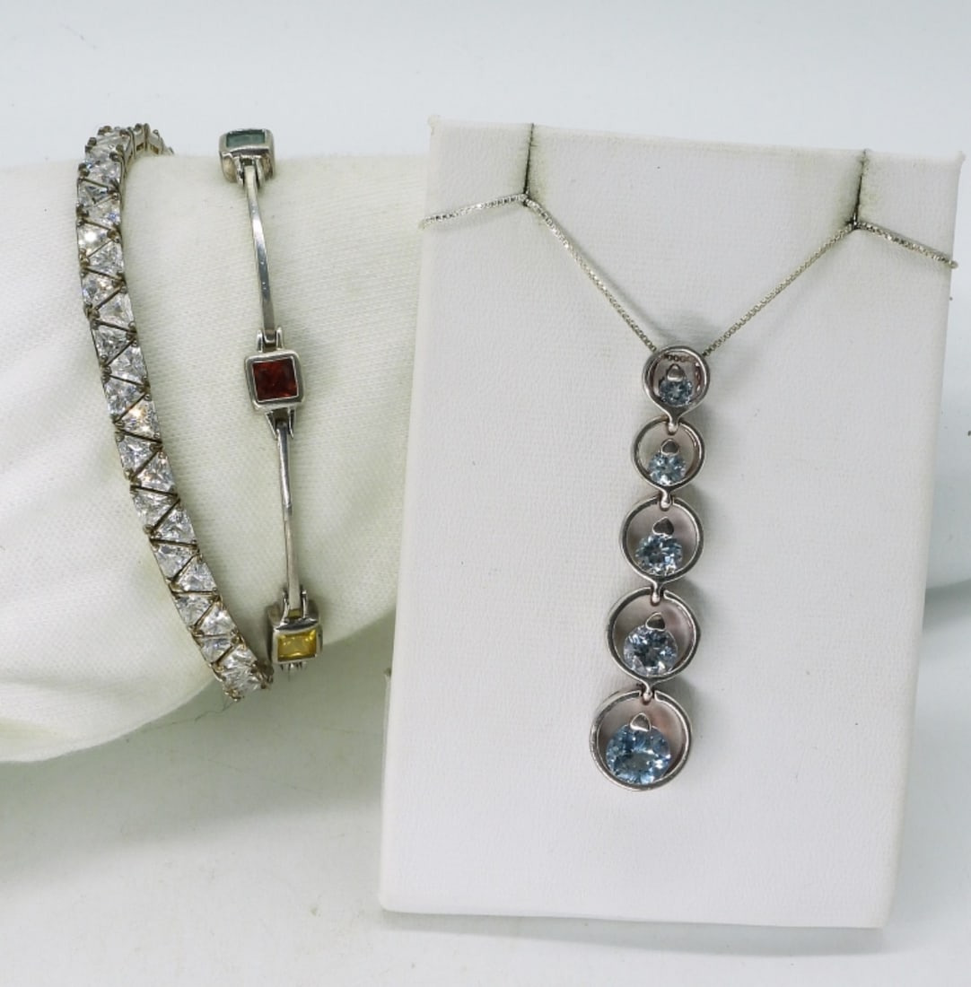 Blue Topaz 925 Necklace & Tennis Bracelets (1 of 3)