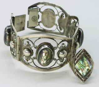 Abalone Gemstone 925 Bracelet & Ring
