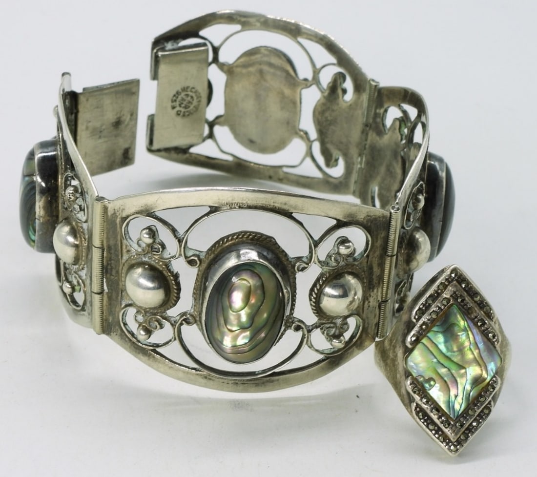 Abalone Gemstone 925 Bracelet & Ring (1 of 2)