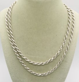 Long Sterling Rope Chain Necklace