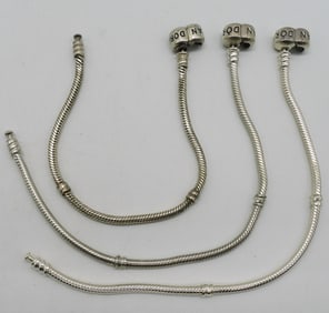 3 Sterling Pandora Charm Bracelets