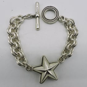 Heavy Sterling Star, Toggle Clasp Bracelet