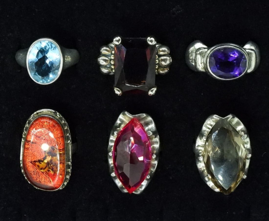6 Sterling Gemstone Rings (1 of 2)