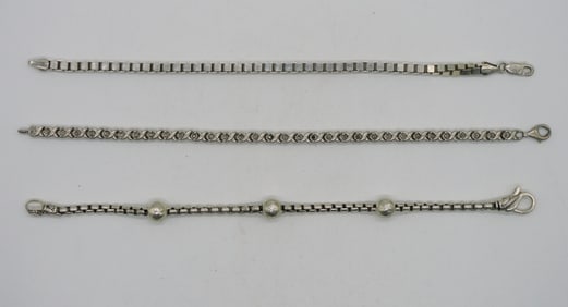 3 Sterling Chain Bracelets